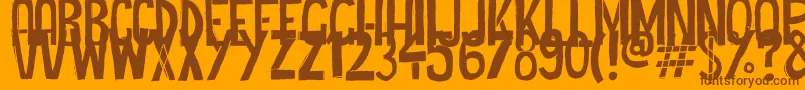 Fonte Cheap Potatoes Black Thin – fontes marrons em um fundo laranja