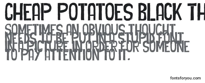 Überblick über die Schriftart Cheap Potatoes Black Thin