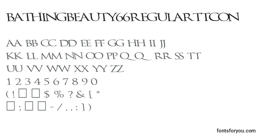 Czcionka Bathingbeauty66RegularTtcon – alfabet, cyfry, specjalne znaki