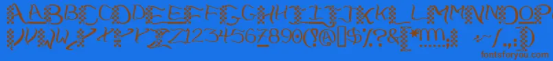 Chech    Font – Brown Fonts on Blue Background