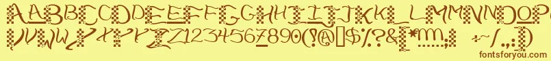 フォントChech    – 茶色の文字が黄色の背景にあります。