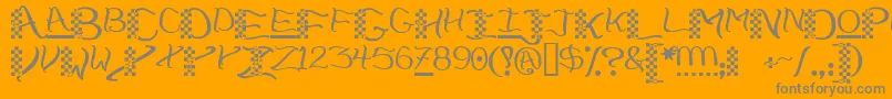 Chech   -Schriftart – Graue Schriften auf orangefarbenem Hintergrund