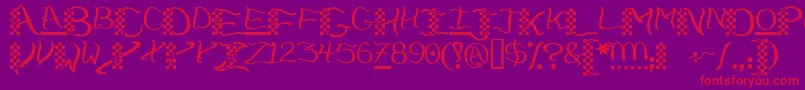 Chech   -Schriftart – Rote Schriften auf violettem Hintergrund