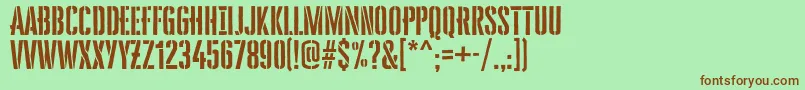 CheddarGothic Stencil Font – Brown Fonts on Green Background