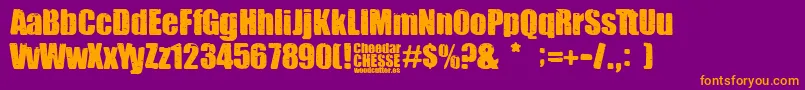 Cheedar Cheese-Schriftart – Orangefarbene Schriften auf violettem Hintergrund