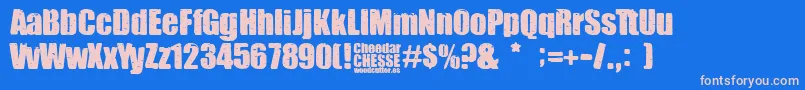 Cheedar Cheese-Schriftart – Rosa Schriften auf blauem Hintergrund