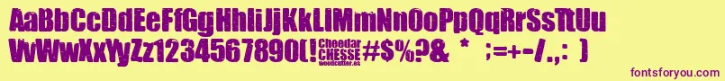Cheedar Cheese Font – Purple Fonts on Yellow Background