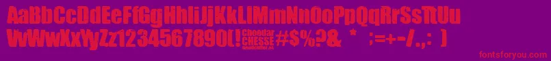 Cheedar Cheese-Schriftart – Rote Schriften auf violettem Hintergrund