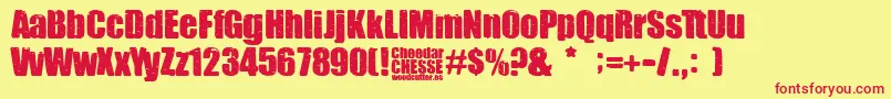 Cheedar Cheese-Schriftart – Rote Schriften auf gelbem Hintergrund