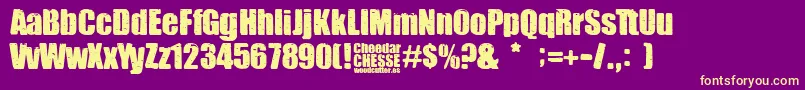 Cheedar Cheese-Schriftart – Gelbe Schriften auf violettem Hintergrund