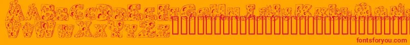 Cheese and Mouse-Schriftart – Rote Schriften auf orangefarbenem Hintergrund