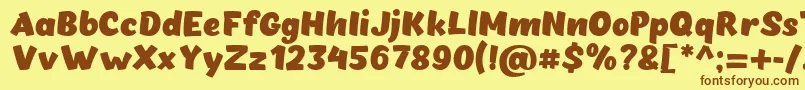 フォントChekharda BoldItalic – 茶色の文字が黄色の背景にあります。