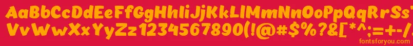 フォントChekharda BoldItalic – 赤い背景にオレンジの文字