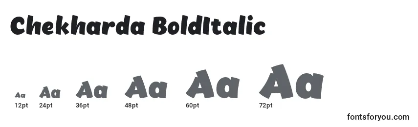 Größen der Schriftart Chekharda BoldItalic