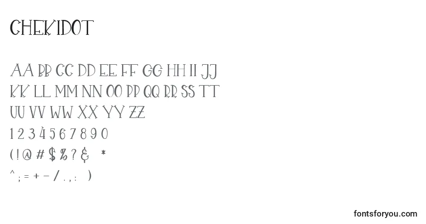 A fonte CHEKIDOT (123239) – alfabeto, números, caracteres especiais