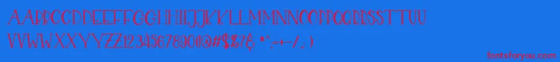 CHEKIDOT-Schriftart – Rote Schriften auf blauem Hintergrund