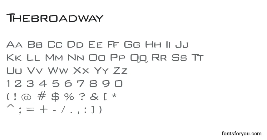 Schriftart Thebroadway – Alphabet, Zahlen, spezielle Symbole