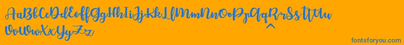 Chellion-Schriftart – Blaue Schriften auf orangefarbenem Hintergrund