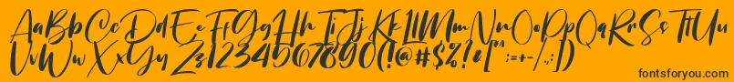 Chellyne-Schriftart – Schwarze Schriften auf orangefarbenem Hintergrund