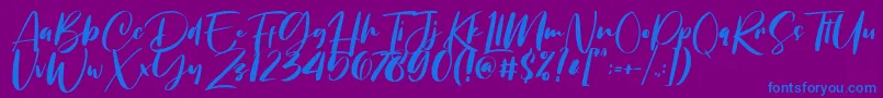 Chellyne Font – Blue Fonts on Purple Background