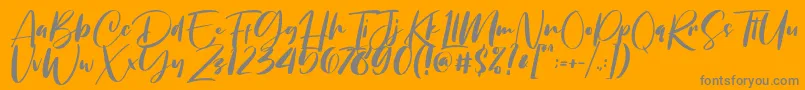 Chellyne-Schriftart – Graue Schriften auf orangefarbenem Hintergrund