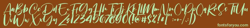 Chellyne Font – Green Fonts on Brown Background