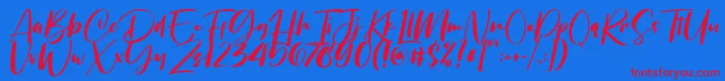 Chellyne Font – Red Fonts on Blue Background