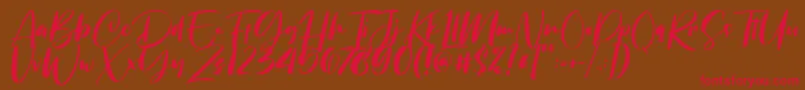 Chellyne Font – Red Fonts on Brown Background