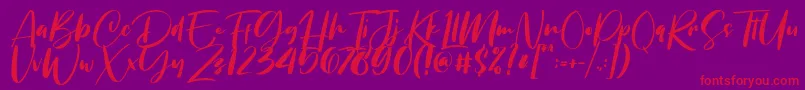 Chellyne Font – Red Fonts on Purple Background