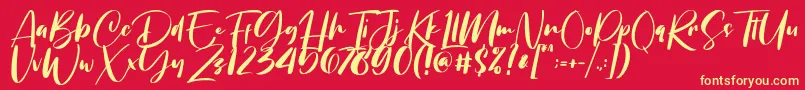 Chellyne Font – Yellow Fonts on Red Background