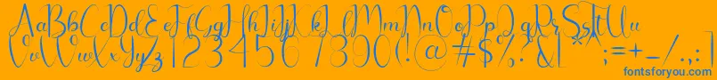 Chelosia-Schriftart – Blaue Schriften auf orangefarbenem Hintergrund