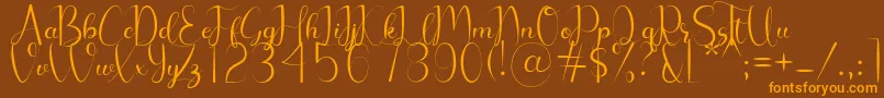 Chelosia-Schriftart – Orangefarbene Schriften auf braunem Hintergrund