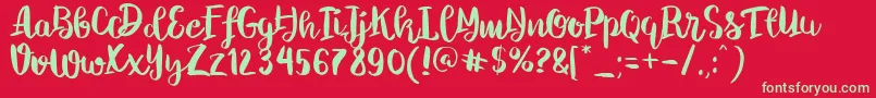 Chelsea Brush Script Font – Green Fonts on Red Background