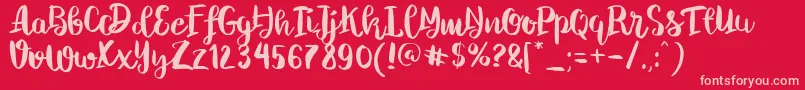 Chelsea Brush Script Font – Pink Fonts on Red Background