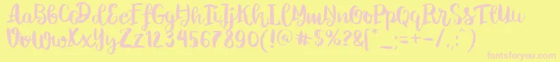 Chelsea Brush Script Font – Pink Fonts on Yellow Background