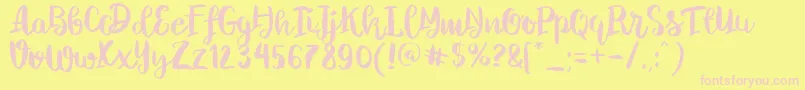 Chelsea Brush Script-Schriftart – Rosa Schriften auf gelbem Hintergrund