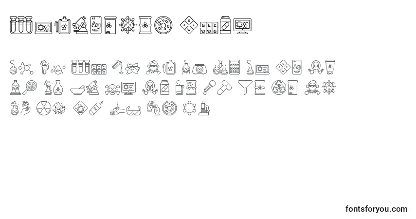 A fonte Chemistry Icon – alfabeto, números, caracteres especiais
