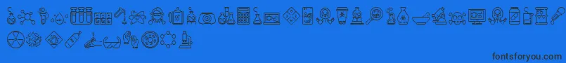 Chemistry Icon Font – Black Fonts on Blue Background