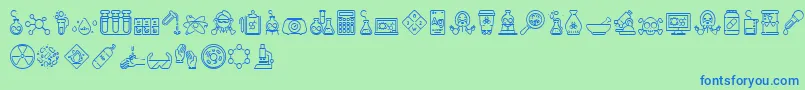 Chemistry Icon Font – Blue Fonts on Green Background