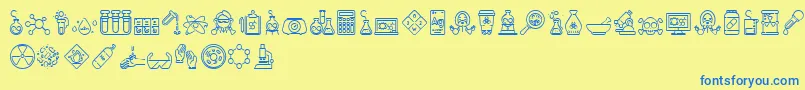 Fonte Chemistry Icon – fontes azuis em um fundo amarelo