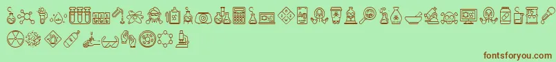 Fonte Chemistry Icon – fontes marrons em um fundo verde