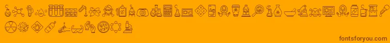 Chemistry Icon Font – Brown Fonts on Orange Background
