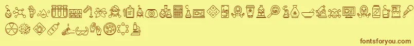 Chemistry Icon Font – Brown Fonts on Yellow Background