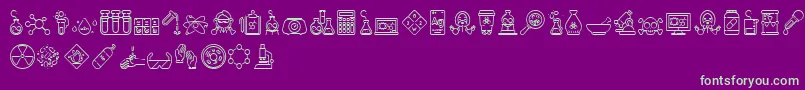 Chemistry Icon Font – Green Fonts on Purple Background