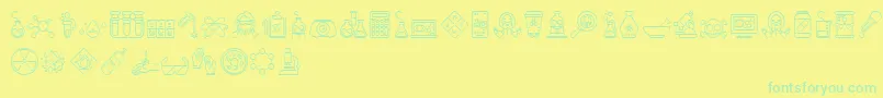 Chemistry Icon Font – Green Fonts on Yellow Background