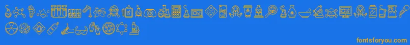 Chemistry Icon Font – Orange Fonts on Blue Background