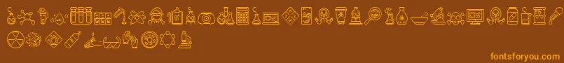 Chemistry Icon Font – Orange Fonts on Brown Background