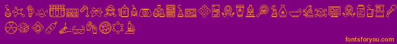 Chemistry Icon Font – Orange Fonts on Purple Background