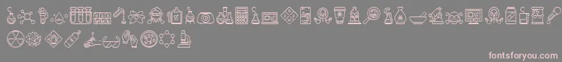 fuente Chemistry Icon – Fuentes Rosadas Sobre Fondo Gris