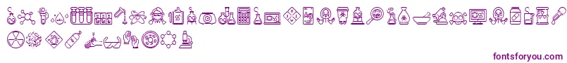 フォントChemistry Icon – 白い背景に紫のフォント